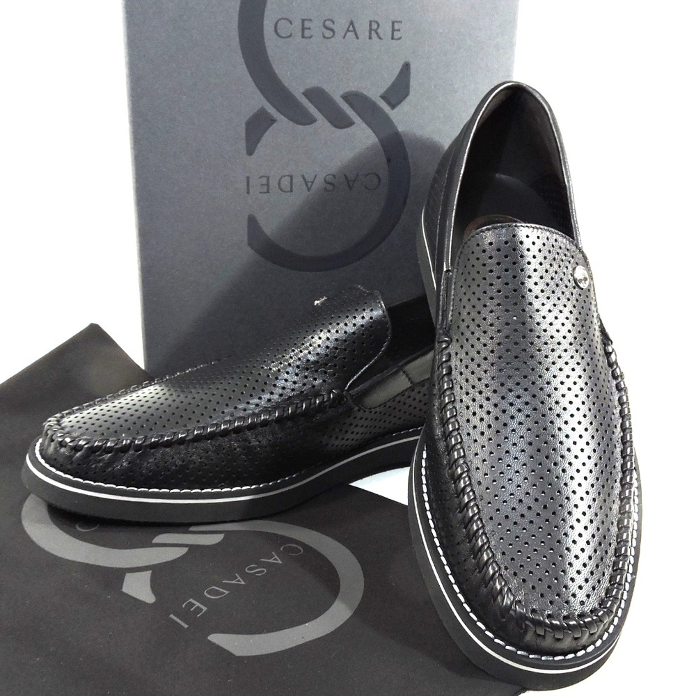 CASADEI 🇮🇹 MEN'S BLACK SOFT LEATHER COMFORT SUMMER LOAFERS
